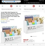 Juvale 3 Tier Wooden Mail Desktop Organizer & Sorter With Storage Drawer - For. Fixed Price $10.26.