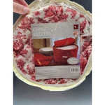 China Storage Container Keeper Salad Plate W/ Dividers Holds 6 Red Damask. Fixed Price $12.75.