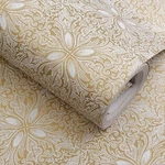 Self Adhesive Vintage Gold Floral Wallpaper Shelf Liner 17.7"W X 196"L,. Fixed Price $24.17.