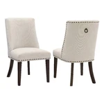 Linon Hale Set Of Two Dining Chairs Beige Fabric Upholstery Espresso Wood Legs. Fixed Price $311.40.