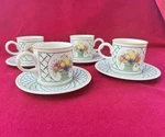 Set 4 Villeroy & Boch Basket Coffee Tea Cups Saucers. Fixed Price $39.99.
