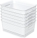 6-PACK Woven Plastic Storage Baskets, White Pantry. Fixed Price $28.48.