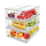 Greenby 4-PACK Refrigerator Organizer Bins, Pull-out Drawer, Stackable, Clear. Fixed Price $81.04.