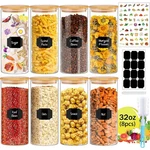 Bgraceyy 32 Oz 8 Pcs Glass Jars With Bamboo Lids, Stackable Clear Food Storag.... Fixed Price $49.61.