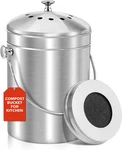 Compost Bucket For Kitchen Countertop, 1.3 Gallon Stainless Steel Bin. Fixed Price $32.52.
