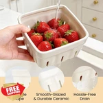 Aels Ceramic Basket 5.9" Fruit Vegetable Container Strawberry Decor. Fixed Price $40.99.