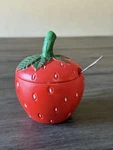 Vintage 70S Cmi Japan Ceramic Matte Strawberry Jam Jar With Oneida Spoon Mint. Fixed Price $19.95.