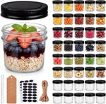 Qappda 40 Packs 4OZ Glass Mini Mason Jars With Lids(black), Clear Sma. Fixed Price $66.64.