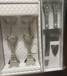 Eiffel Tower Design Picture Frame & Toast Glass Pair, Wedding Cake Knife Set. Fixed Price $130.00.