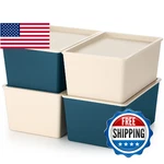Menkxi 4 Pcs Storage Bins With Lids Plastic Stackable Containers For Organizing. Fixed Price $56.03.