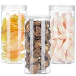 Pcs 46OZ/1360ML Clear Plastic Round Storage Jars,empty With Li.... Fixed Price $22.39.