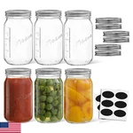 32 Oz Mason With Lids, Labels And Measures! 6-PACK Wide Mouth Jars, G. Fixed Price $50.27.