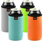 Desing Wish 4 Pack Can Cooler Sleeves 16OZ, Orange/green/cyan/grey. Fixed Price $18.99.