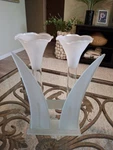 Vintage Cg Glass Cressida Double Tulip Bud Vase Frosted Floral Flower. Fixed Price $39.96.