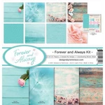 Crafts 12X12 Paper Kit Forever & Always Pink Roses Blue Distressed Wood Together. Fixed Price $8.44.