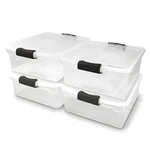 Homz 15.5 Qt Plastic Stackable Home Storage Container W/lid, Gray Latch (4 Pack). Fixed Price $44.99.