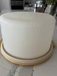 Vintage Tupperware Cake Carrier #684-8 Harvest Gold No Handle. Fixed Price $7.00.
