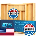 Sts Selected Bamboo Expandable Silverware Organizer - Adjustable Cutlery Tray Wi. Fixed Price $51.73.