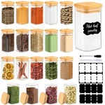 20 Pack 8 Oz Square Glass Spice Jars With Lids And Labels Airtight Small. Fixed Price $53.70.