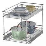 Lovmor 2-TIER Pull Out Cabinet Organizer, 14" X 21" D, Chrome Draw.... Fixed Price $92.25.