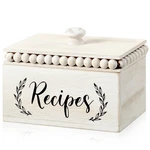 Rustic White Recipe Box Wooden Beaded Holder And Organizer For Farmhou.... Fixed Price $30.31.