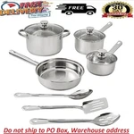 10-PIECE Stainless Steel Cookware Set Pots And Pans Kitchen Cooking. Fixed Price $34.97.