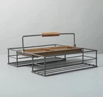 New Hearth & Hand With Magnolia Wood Wire Entertaining Caddy Picnic Outdoor. Fixed Price $39.90.