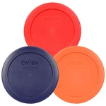 Pyrex 7200-PC Cup Round 5" Storage Lid Cover 3 Pack Red Blue Orange New. Fixed Price $11.99.
