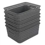 Sandmovie Grey Plastic Rattan Storage Baskets, 6 Packs. Fixed Price $30.34.