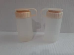 Vintage Rubbermaid Salt & Pepper Shaker Set - Oz Beige Lids Clear Plastic 0479. Fixed Price $14.99.