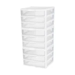 Sterilite Plastic Stackable Small 3 Drawer Storage System, White Frame, Pack. Fixed Price $63.99.