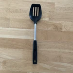 Ekco Slotted Spoon Vintage Black Nylon Stainless Handle Usa Kitchen Utensil. Fixed Price $13.00.
