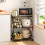 Threehio Rolling Kitchen Microwave Cart With Power Outlet, 3 Tier Table Stand. Fixed Price $85.68.