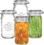 Tebery 4 Pack Clear Wide Mouth Glass Mason Jars With Airtight Clamp. Fixed Price $33.46.