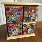 New Pioneer Woman 4 Drawer Wood Floral Spice Tea Coffee Box Storage Flowers. Fixed Price $44.99.