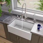 30" White Smooth Apron Solid Thick Wall Fireclay Single Bowl Farm Sink. Fixed Price $638.98.