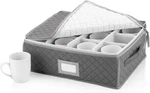 Stack Store Plus More China Cup Chest - Quilted Storage, Gray. Fixed Price $30.54.
