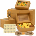 Cookie Boxes 30 Pack 9X6X3 Window Bakery Brown Leafiew Gift Giving Inches. Fixed Price $35.99.