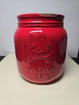 Ceramic Utensil Crock Holder (mason Jar Antique Look Red 7.5"). Fixed Price $15.00.