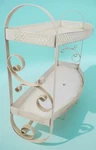 Shabby White 2 Tier Metal Bathroom Wall Shelf W/towel Bar Scroll 14"TX17 Cottage. Fixed Price $104.99.