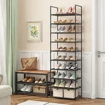Tall Rack 10 Tiers Standing Shoes Boots Cabinet Storage Shelf With Hooks Us. Fixed Price $19.99.