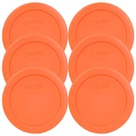 Pyrex 7200-PC Round Cup 5" Storage Lid Cover Orange 6 Pk For Glass Bowl New. Fixed Price $18.99.