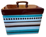 Harbor East Pottery Kitchen Storage Box Blue "let Us Entertain You" 7.5 6. Fixed Price $11.99.