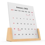 2025-2026 Decorative Desk Calendar With Walnut Wood Stand, Thick Cardstock, R.... Fixed Price $14.44.
