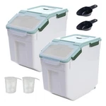Qiveno 2 Pack Rice Storage Container With Measuring Cup 50 Lb Flour C.... Fixed Price $128.79.