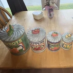 Jay Imports Set Of 4 Ceramic Canisters With Lids, Vegetable Design, 8.5 In. Fixed Price $55.00.