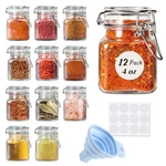 Spanla Spice Jars, 12 Pack 4OZ Small Glass With Airtight Hinged. Fixed Price $30.15.