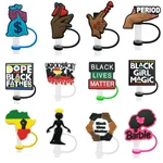 Ginyrerd 12PCS Cute Black Girl Straw Toppers, Silicone Size, Color Mixing. Fixed Price $20.51.