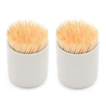 2PCS Simple Pure White Porcelain Toothpick Holder Dispenser For Home Kitchen .... Fixed Price $14.46.