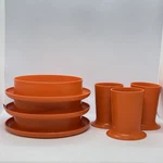 Vintage Matching Tupperware Bowl 1317 & Cup 1318 Sun Flower Fun Orange **read**. Fixed Price $25.95.